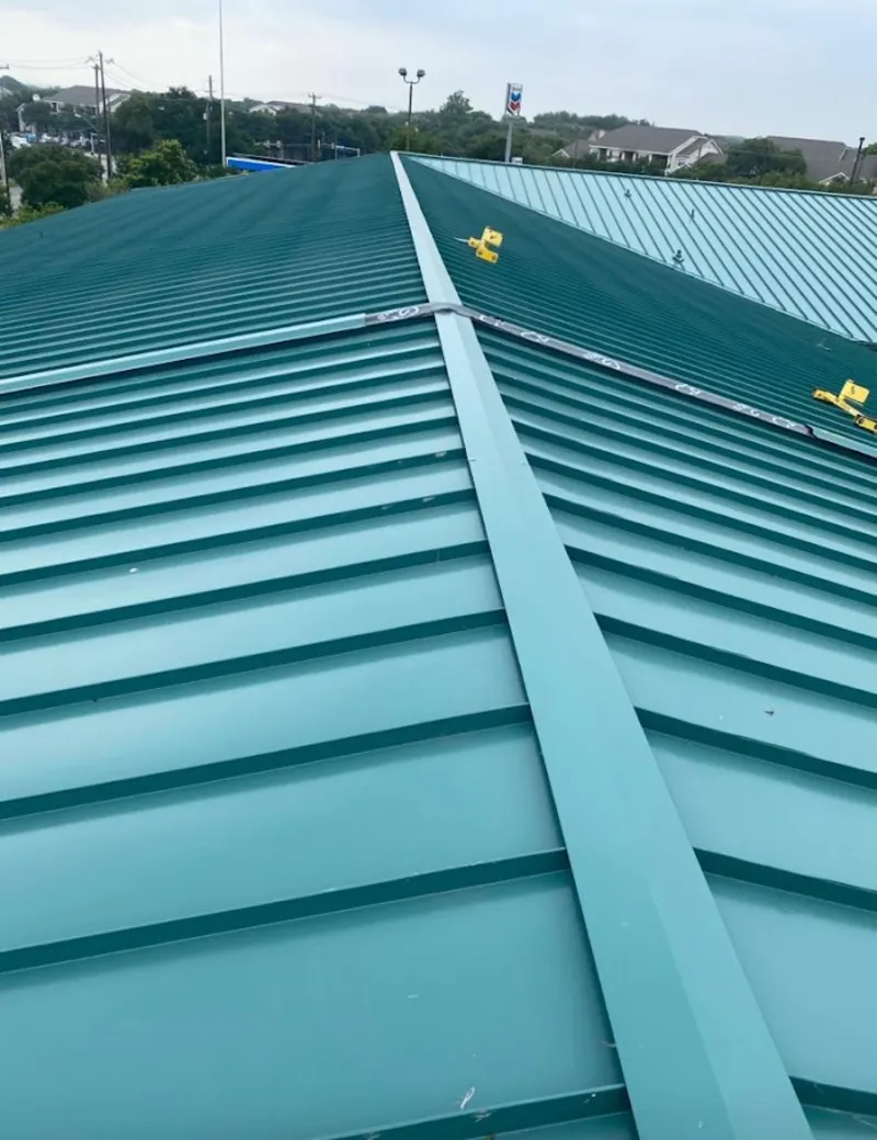 Green commercial metal roof ridge and valley for Metal Roof Repair in Mount Arlington